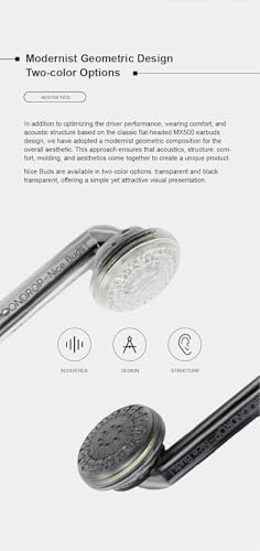 Image of Moondrop Nice Buds Flat-Headed Earbuds with 3.5mm Stereo Plug (Transparent with Mic)