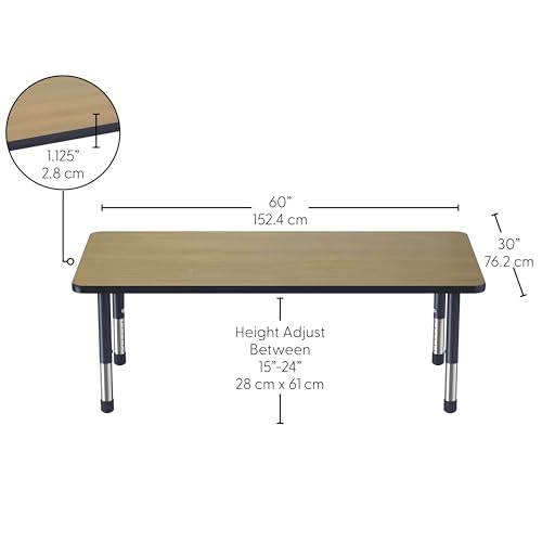 Factory Direct Partners Pasadena Oak/Navy 30" x 60" Thermofused Classroom Table - 14790-OPNV