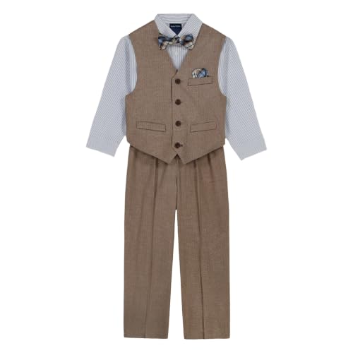 Image of Nautica Boys' 4-piece Formal Suit Set with Vest, Pants, Collared Dress Shirt, and Tie
