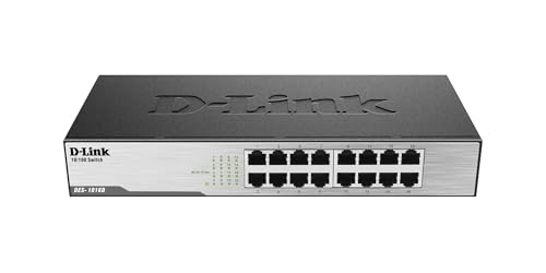 D-Link DES-1016D Switch 16 Porte Fast Ethernet 10/100 Mbps, Nero/Antracite