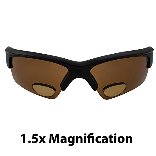Global Vision BluWater Polarized Bifocal-2 Sunglasses with 1.5 Magnification (Matte Brown Frame/Brown Lens, Small)2