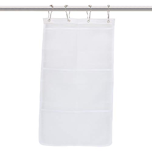 Organizador de Ducha Colgante Grande con Espacio de Almacenamiento Adicional, Material de Primera Calidad Resistente Al Desgarro de Secado Rápido para Artículos de Tocador, (WHITE)