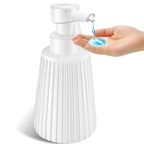 Image of Automatic Soap Dispenser for Kitchen: 8.5oz Easy Refill, Adjustable Soap Pump Volume, Electric Auto Liquid Soap Dispenser - Dish Wash Hand Sanitizer for Bathroom - White Resin Durable Bottle