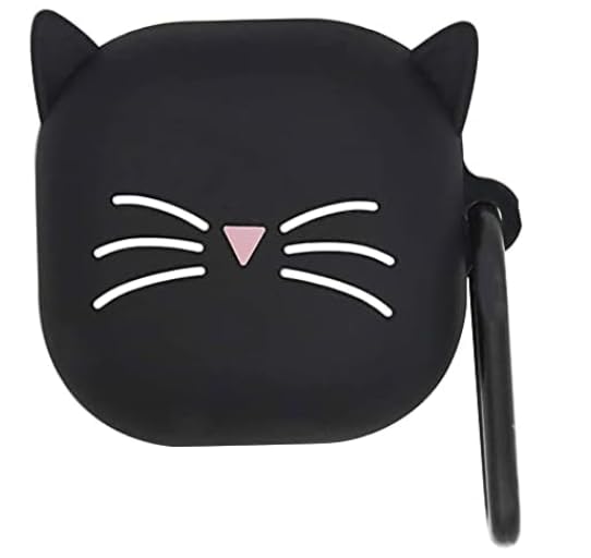 FKOJMH Silicon Case Protective Cover for Samsung Galaxy Buds Pro+, Pro, Buds2, Live Earbuds, Supports Wireless Charging, Shockproof, Black Cat