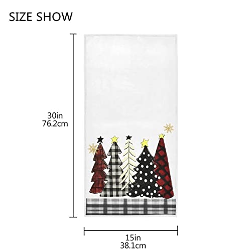 Winter Christmas Tree Hand Bath Towel Xmas Black White Buffalo Plaid Kitchen Bathroom Faucet Snowman Snowflake Fingertip Towel Set Highly Absorbent Spa Gym Guest Shower Towels 16X30 Inch #TOP2