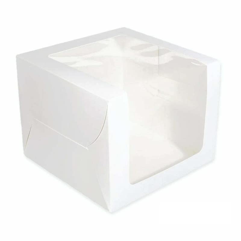 White Tier Cake Box With Window; Size - 8x8x6 inches (Pack of 6)