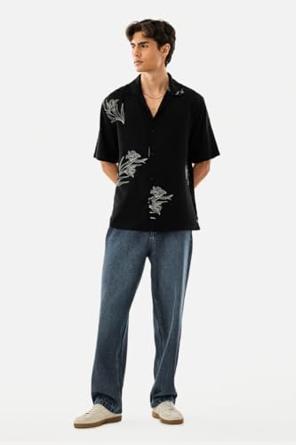 Image of SNITCH Men Casual Shirt | Box Fit Short Sleeve Cuban Collar Floral All-Over Print Design | Premium 100% Viscose & Lightweight Fabric for Summer, Vacation & Beach Wear