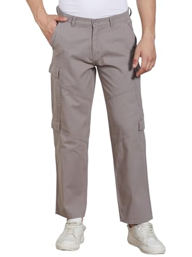 Image of Dennis Lingo Men Cotton Lycra Solid Stretchable Cargo Trousers