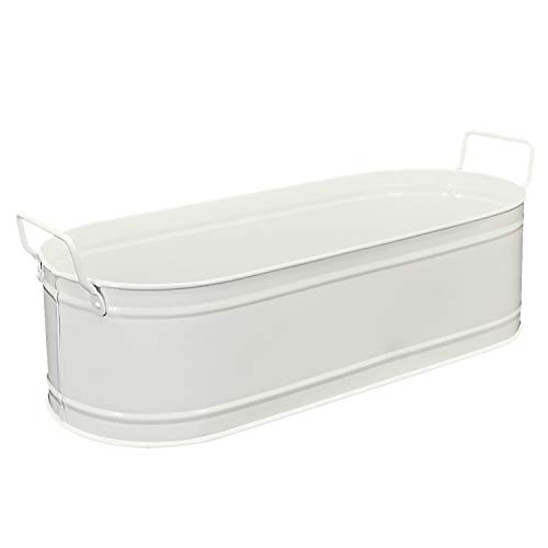 HORTICAN Garden Decor Flower Pot, Versatile Metal Tub for Plants, Oval Garden Container with Handles, Galvanized Zinc, Beverage Tub for Wedding & Parties Indoor or Outdoor (Set of 2) - Thumbnail 5