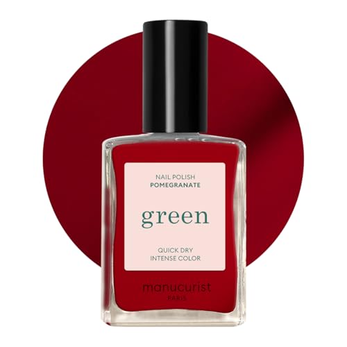 Manucurist - Green Esmalte de Uñas Pomegranate Rojo Frambuesa - Pintauñas Rojo - Clásico 9-Free - Esmalte sin Toxicos - Vegano y Orgánico (83%) - Manicura Profesional - 15 ml