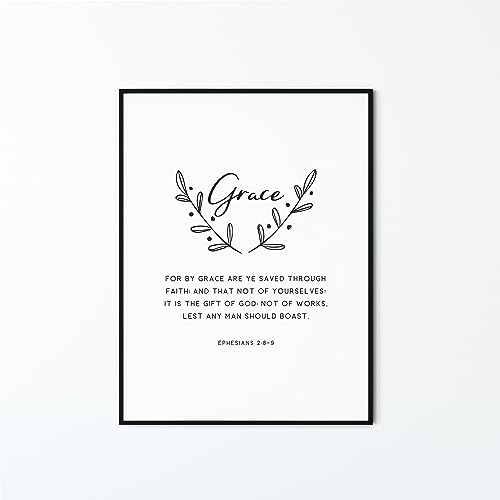Ephesians 2:8-9 Kjv, Bible Verse Wall Art, Modern Christian Art Poster Scripture Quote Print For By Grace Are Ye Saved Through Faith Ephesians 2:8-9 Kjv,322