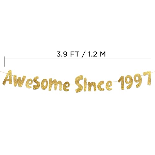 Image of Pre-Strung Awesome Since 1997 Gold Glitter Banner - Funny 29th Birthday and Anniversary Decorations for Men and Women - Party Supplies and Gifts