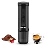 BESCOST 2-in-1 Portable Coffee Maker, 20-Bar Portable Espresso Maker with Heating & 9600mAh Battery, Works with NS Pods & Ground Coffee for Outdoor, Car & Office