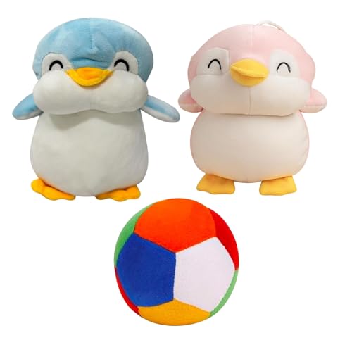 Image of EITHEO Penguin Blue Penguin Pink Soft Ball Pack 3 Soft Plush Stuffed Animals for Kids Boys Girls | Gift Set