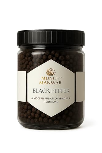 MUNCH MANWAR Premium Whole Black Peppercorns, Natural Aromatic Spice for Cooking and Seasoning, Handpicked Quality (1 KG)