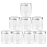 Gadpiparty Tarros de Mermelada Pequeños 250ml con Tapa de Aluminio Plateada, Set de 8 Piezas, Frascos Transparentes para Especias y Miel, Almacenamiento Hermético para Cocina y Hogar