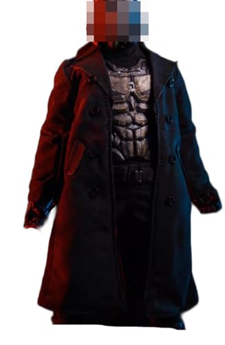Trench noir 1/12 pour figurine 15 cm vêtement miniature en tissu