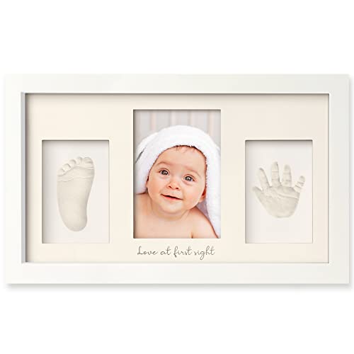 Baby Footprint Kit - Baby Hand and Footprint Kit - Duo Baby Picture Frame for Newborn - Baby Keepsake - Baby Shower Gifts for Mom - Baby Handprint Kit for Registry Boys, Girls (Alpine White)