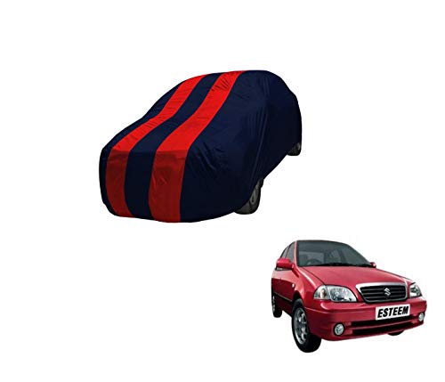 Image of Auto Hub Car Cover Compatible with Maruti Esteem with Mirror Pocket,Triple Stitched, Weather Proof, Esteem Car Cover- Navy-Red