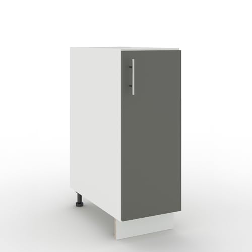 JD Greta Adjustable Kitchen Base Unit - 300mm - Base Cabinet with Door (No Worktop) - Grey Matt