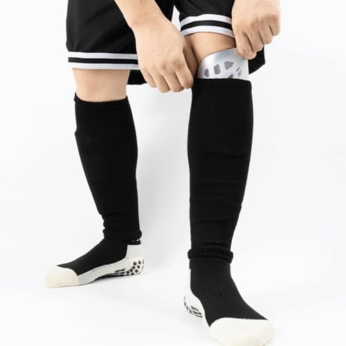 couduan 2 Pairs Sock Sleeve Football for Adults,Black Durable Cut Football Socks, Pre Cut Football Socks, for Football Games Beginner,Fits Over Shin Pads, Black, 40