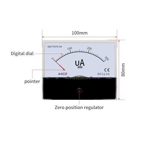 Ampèremètre à aiguille 44C2 pour courant continu format 80x100mm 500 µA