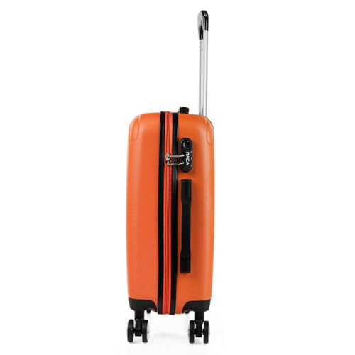ITACA - Maleta de Cabina 55x40x20 - Maletas De Viaje Cabina Rígidas Trolley con 4 Ruedas Dobles para Avion Ligera Equipaje De Mano Candado de Combinación. Compatible Ryanair, Mandarina