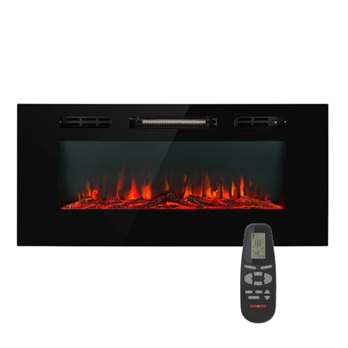 Klarstein Elektrokamin, Elektro Heizungen für Wohnzimmer & Innenräume, Elektrischer Kamin mit LED Flammen, Kamin mit Fernbedienung, Heizlüfter mit Timer, Einstellbarer Thermostat, Heizung 1800 W