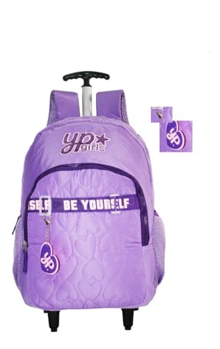 Mochila Feminina Love Coração Juvenil Rodinhas Yepp Lilas