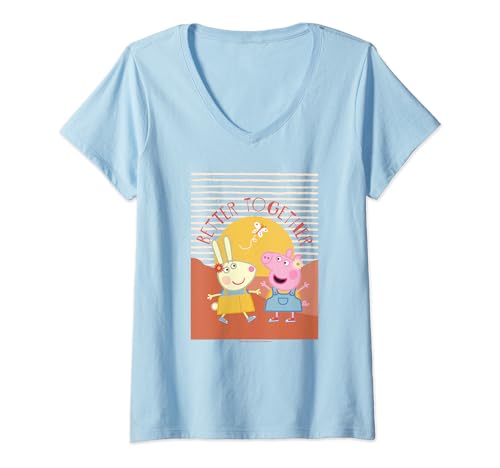 T-shirt Col V Peppa Pig cadeau d'anniversaire enfant motif Rebecca Rabbit rétro