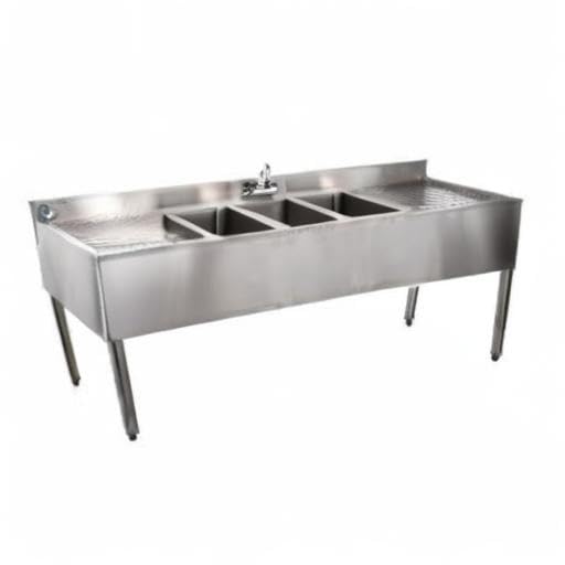 Stainless Steel Commercial Three Compartment Under Bar Sink 19 x 72 with Left and Right Drianboard