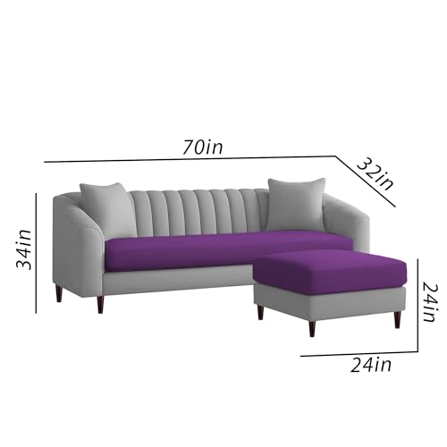 Image of Casaliving Doraldo 4 Seater L Shape Convertible Sofa Set for Living Room, 3 Seater & Ottoman Modular Sectional Couch for Small Space (Purple Grey Colour) Fabric