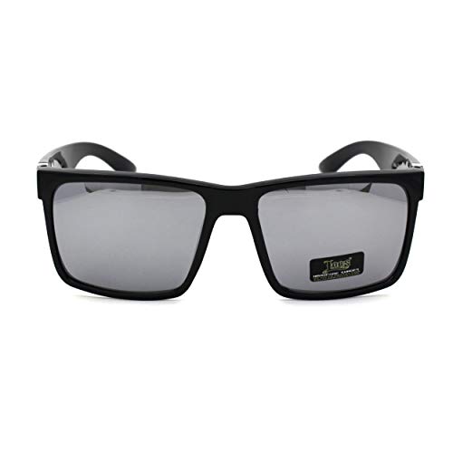Image of Locs Colored Reflective Black Rectangular Gangster Hardcore Sunglasses