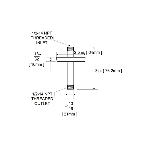 Offo Shower Arm With Flange 3 Inches Ceiling Mount Replacement Rain Shower Head Straight Arm Ceiling-Mounted For Fixed Shower Head & High Pressure Rain Chrome #TOP6