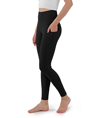 Ododos High Waist Yoga Pants For Women With Pockets Tummy Control Athletic Workout Gym Running Yoga Leggings, Black, X-Small #TOP1