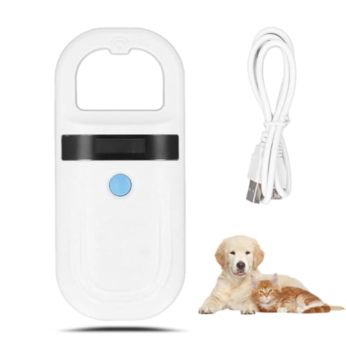 Pet Mikrochip Lesegerät, RFID Portables Tierchip ID Scanner wiederaufladbarer Tag Scanner mit Datenspeicherung OLED Display EMID FDXB ISO11784 11785 Chip Registrierung Hunde Haustier Katzen