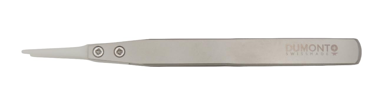 Pinzas de precisión Dumont para relojería, joyería y micromecánica de precisión - Puntas Delrin blanco - Antimagnético (D17)