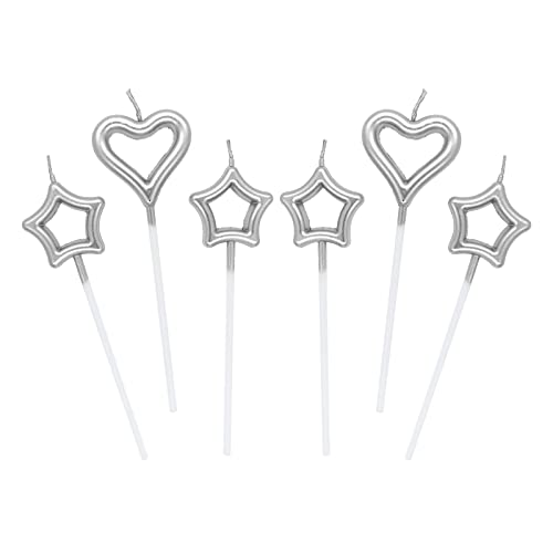 4 pcs Bougie d'anniversaire en Forme d'étoile 2 pcs Bougie d'Anniversaire en Cœur,Bougies Deco de Gâteau Anniversaire Accessoires de Décoration de Gâteau...