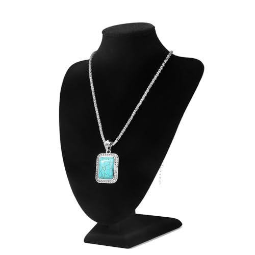 Flexzion Necklace Display Stand - Jewelry Bust Display, 10 Inch Black Velvet 3D Mannequin Holder for Necklaces, Pendants & Lockets - Jewelry Display for Home, Boutique & Trade Shows