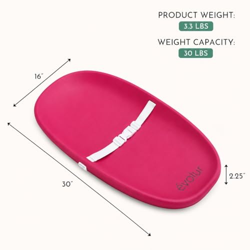 Image of Evolur Eva Changing Pad, Waterproof EVA Foam, Safety Strap, Fuschia Pink