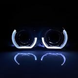 SHNJAUTO 2.5 Inch Projectors Lens Shrouds, 12V 5W LED Angel Eyes Halo DRL Bezel Shrouds Left Right Covers for 2.5 Inch Projector Lens Retrofit Accessorys
