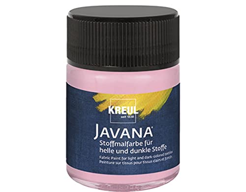 KREUL 91968-Pintura Javana para Tejidos claros y Oscuros, 50 ml Cristal Rosado, Color Brillante a Base de Agua, carácter pastoso, para Estampar y estarcir, Rosé, 50