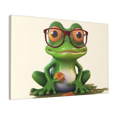 Toile murale moderne grenouille à lunettes tableau prêt à suspendre