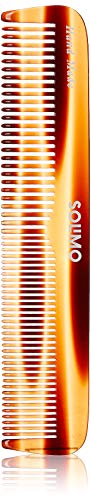 Image of Amazon Brand - Solimo Handmade Turtle Shell Brown Long and Easy-Grip Fine-Tooth Comb, 17 cm x 3 cm