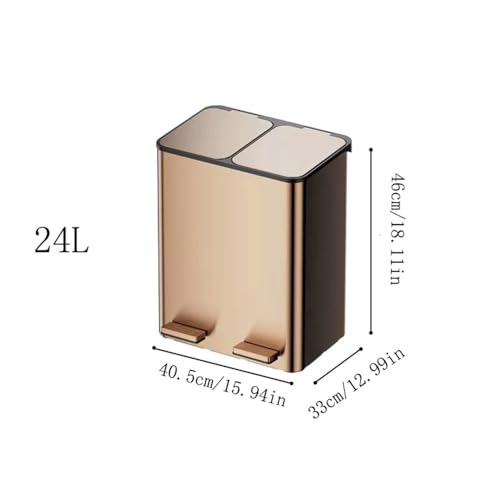 Caneca de basura rectangular 24 L acero inoxidable oro miniatura 2