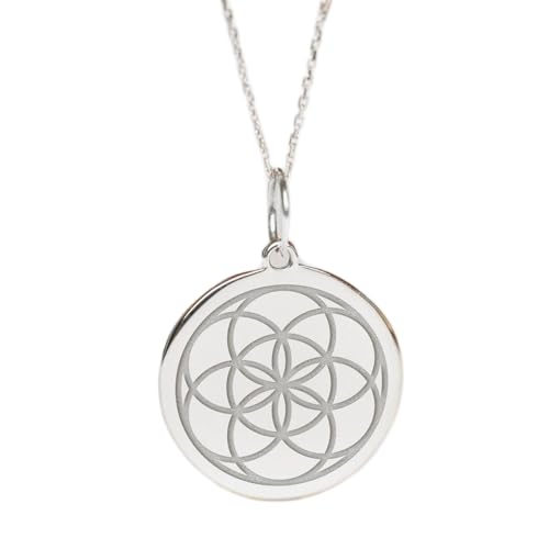 Collier graine de vie argent 925 pendentif fleur 24mm chaîne 45cm LKBEADS