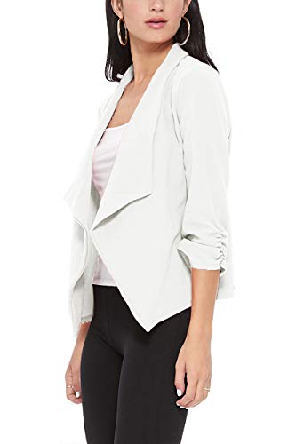 Women's Elegant Draped Blazer Casual Open Front 3/4 Sleeve Jacket2