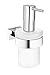 Produktbild GROHE Essentials Cube - Seifenspender (mit Halter, verdekcte Befestigung, Material: Glas/Metall, langlebig), chrom, 40756001