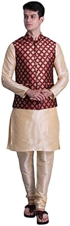 Uri and MacKenzie Men's Silk Blend Kurta Pajama with Designer Ethnic Nehru Jacket/Modi Jacket