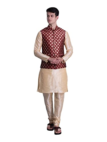 Uri and MacKenzie Men's Silk Blend Kurta Pajama with Designer Ethnic Nehru Jacket/Modi Jacket